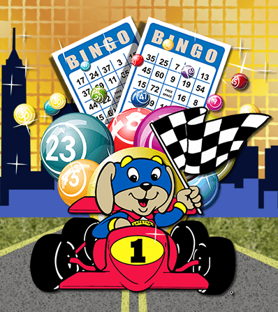 Indy Bingo race car carring pull tab games with bingo balls.
